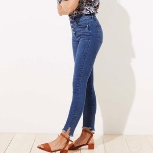 LOFT Button Fly Frayed Hem Jeans